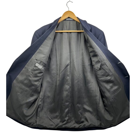 Vtg Oscar de la Renta Blazer Jacket Mens 46R Navy Wool 2-Button Gold Crest - Picture 3 of 10